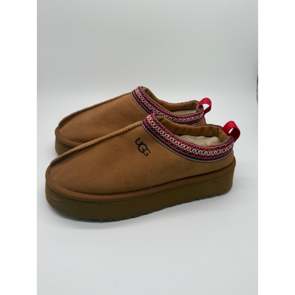 UGG Tasman Tazz Platform Slippers Women 8 Chestnut Suede Slip On Clog - Picture 5 of 9